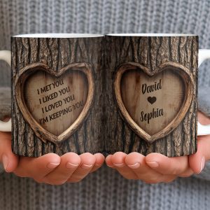 I Met You, I Liked You, I Loved You, I'm Keeping You, Tree Bark and Heart - Personalized Custom Coffee Mug - CPL1202_MG