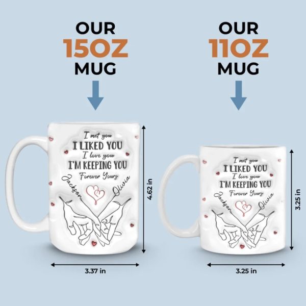 I Met You I Loved You I'm Keeping You - Couple Personalized Custom 3D Inflated Effect Printed Mug - Gift For Husband Wife, Anniversary I Met You I Loved You I'm Keeping You - Couple Personalized Custom 3D Inflated Effect Printed Mug - Gift For Husband Wife, Anniversary