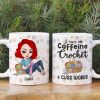 I Run On Caffeine Crochet And Cuss Words Personalized Crochet White Mug, Gift For Crochet Lovers I Run On Caffeine Crochet And Cuss Words Personalized Crochet White Mug, Gift For Crochet Lovers