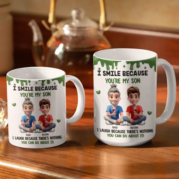 I Smile Because You're My Daughter, My Son - Personalized White Edge-to-Edge Mug - Gift For Family | GR25 HH01 I Smile Because You're My Daughter, My Son - Personalized White Edge-to-Edge Mug - Gift For Family | GR25 HH01