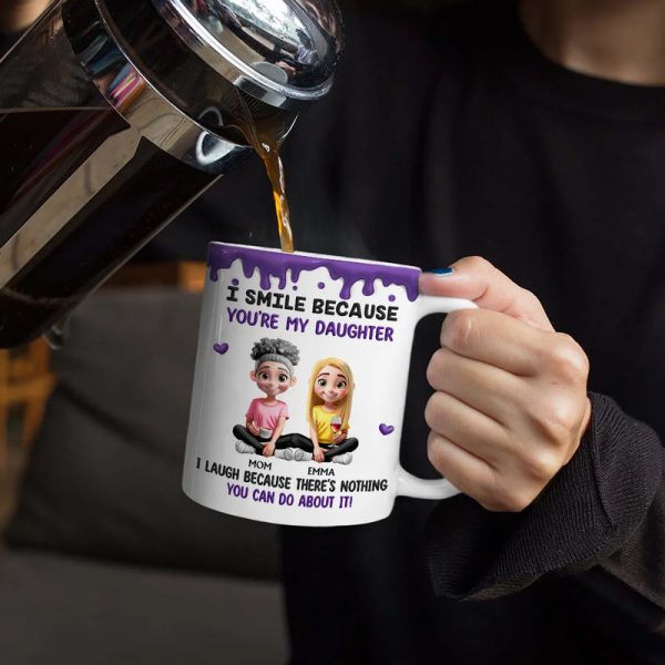 I Smile Because You're My Daughter, My Son - Personalized White Edge-to-Edge Mug - Gift For Family | GR25 HH01 I Smile Because You're My Daughter, My Son - Personalized White Edge-to-Edge Mug - Gift For Family | GR25 HH01