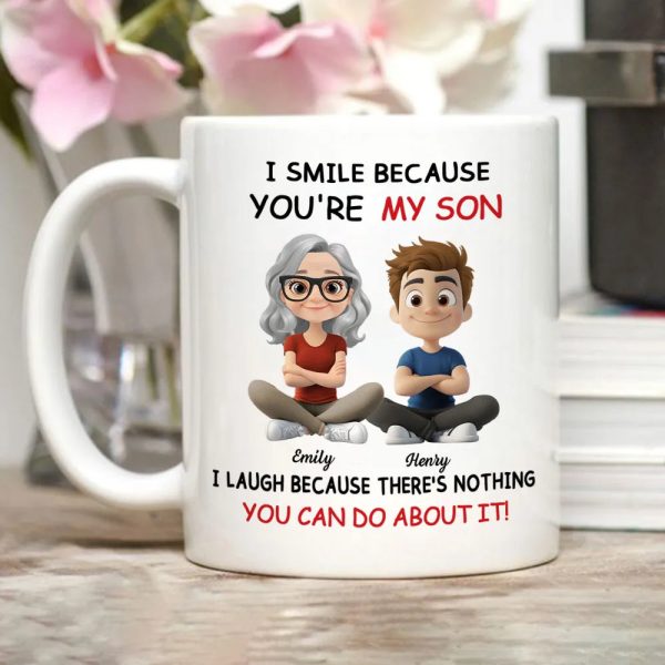 I Smile Because You're My Daughter, My Son - Personalized White Mug - Gift For Family | GR25 HH01