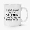 I Smile Because You're My Stepmom Coffee Mug Funny Gift for Stepmom from Stepdaughter Stepson, Mothers Day Birthday Gift I Smile Because You're My Stepmom Coffee Mug Funny Gift for Stepmom from Stepdaughter Stepson, Mothers Day Birthday Gift