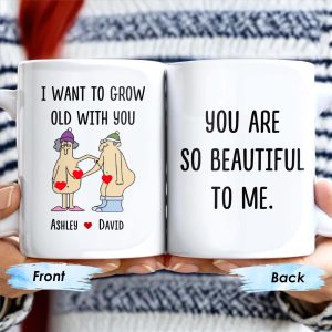 I Want to Grow Old with You, Beautiful Couple Design - Personalized Custom Coffee Mug - CPL172_MG