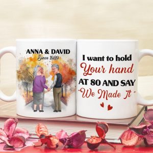 I Want To Hold Your Hand At 80 Personalized Coffee Mug, Couple Gift
