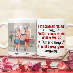 I Will Wipe Your Bum When We're Old Personalized Coffee Mug, Couple Gift