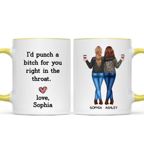 I'd Punch A Bitch For You Besties Best Friend Gift Cup, Friendship Personalized Mug I'd Punch A Bitch For You Besties Best Friend Gift Cup, Friendship Personalized Mug