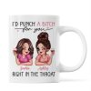 I'd Punch A Bitch For You Sassy Besties Personalized Mug, Funny Galentine's Day Gift For Best Friends, BFF I'd Punch A Bitch For You Sassy Besties Personalized Mug, Funny Galentine's Day Gift For Best Friends, BFF