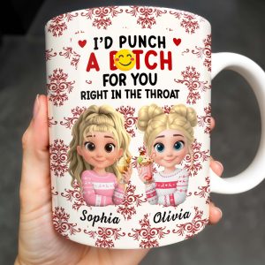 I'd Punch A [Censored] For You, Cartoon Girls With Ice Cream - Personalized Custom Coffee Mug - BST470_MG