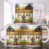 Idyllic Farm Scene With Tractor And Farmer - Personalized Custom Coffee Mug - FARM025_MG
