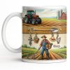 Idyllic Farm Scene With Tractor And Farmer - Personalized Custom Coffee Mug - FARM025_MG