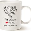 If At First You Don't Succeed Try Again Love Your Second Born Coffee Mug Funny Gift for Mom Dad If At First You Don't Succeed Try Again Love Your Second Born Coffee Mug Funny Gift for Mom Dad