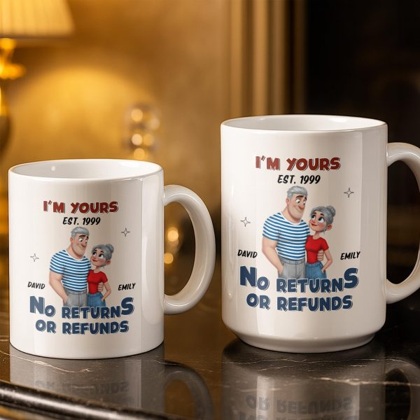 I'm Yours No Returns Or Refunds Cartoon Couple Design - Personalized Custom Coffee Mug - CPL1353_MG I'm Yours No Returns Or Refunds Cartoon Couple Design - Personalized Custom Coffee Mug - CPL1353_MG