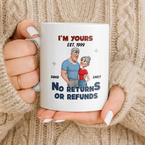 I'm Yours No Returns Or Refunds Cartoon Couple Design - Personalized Custom Coffee Mug - CPL1353_MG I'm Yours No Returns Or Refunds Cartoon Couple Design - Personalized Custom Coffee Mug - CPL1353_MG