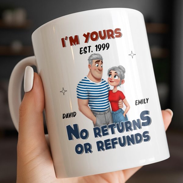 I'm Yours No Returns Or Refunds Cartoon Couple Design - Personalized Custom Coffee Mug - CPL1353_MG I'm Yours No Returns Or Refunds Cartoon Couple Design - Personalized Custom Coffee Mug - CPL1353_MG