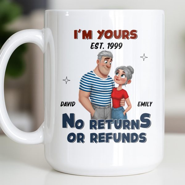 I'm Yours No Returns Or Refunds Cartoon Couple Design - Personalized Custom Coffee Mug - CPL1353_MG I'm Yours No Returns Or Refunds Cartoon Couple Design - Personalized Custom Coffee Mug - CPL1353_MG