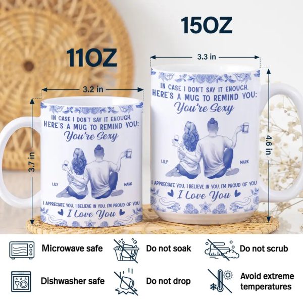 In Case I Don't Say It Enough Couples Toile - Personalized White Edge-to-Edge Mug In Case I Don't Say It Enough Couples Toile - Personalized White Edge-to-Edge Mug