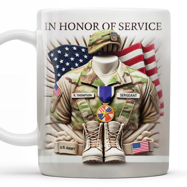In Honor Of Service, Military Uniform and U.S. Flag - Personalized Custom Coffee Mug - GRAD280_MG In Honor Of Service, Military Uniform and U.S. Flag - Personalized Custom Coffee Mug - GRAD280_MG