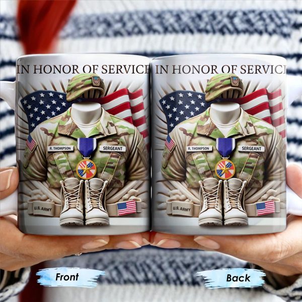 In Honor Of Service, Military Uniform and U.S. Flag - Personalized Custom Coffee Mug - GRAD280_MG In Honor Of Service, Military Uniform and U.S. Flag - Personalized Custom Coffee Mug - GRAD280_MG