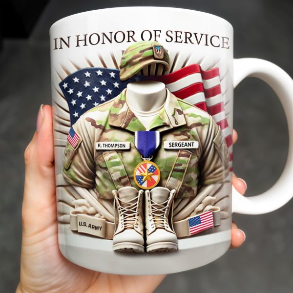 In Honor Of Service, Military Uniform and U.S. Flag - Personalized Custom Coffee Mug - GRAD280_MG In Honor Of Service, Military Uniform and U.S. Flag - Personalized Custom Coffee Mug - GRAD280_MG