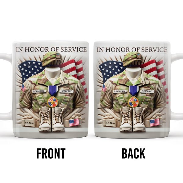 In Honor Of Service, Military Uniform and U.S. Flag - Personalized Custom Coffee Mug - GRAD280_MG In Honor Of Service, Military Uniform and U.S. Flag - Personalized Custom Coffee Mug - GRAD280_MG