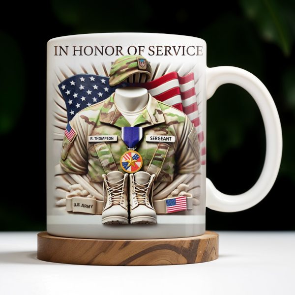 In Honor Of Service, Military Uniform and U.S. Flag - Personalized Custom Coffee Mug - GRAD280_MG In Honor Of Service, Military Uniform and U.S. Flag - Personalized Custom Coffee Mug - GRAD280_MG