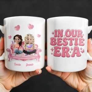 In Our Bestie Era, Hearts And Animated Female Characters - Personalized Custom Coffee Mug - BST172_MG