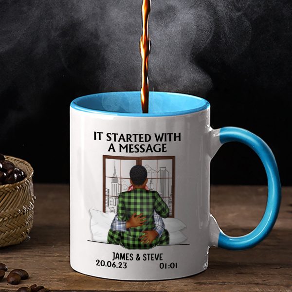 It Started With A Message - Gift For Couples - Personalized Accent Mug It Started With A Message - Gift For Couples - Personalized Accent Mug