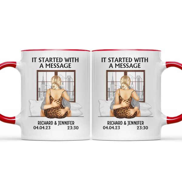 It Started With A Message - Gift For Couples - Personalized Accent Mug It Started With A Message - Gift For Couples - Personalized Accent Mug