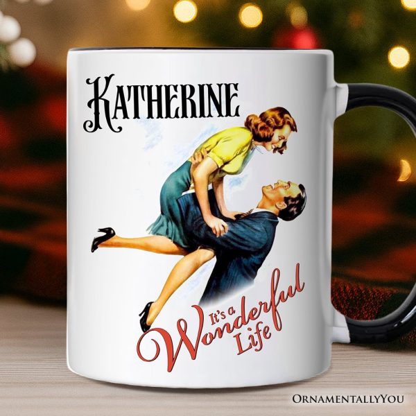 It's a Wonderful Life Personalized Mug, Vintage 1940s Movie Christmas Gift with Custom Name It's a Wonderful Life Personalized Mug, Vintage 1940s Movie Christmas Gift with Custom Name