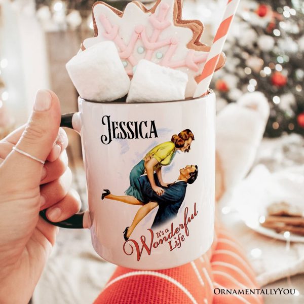 It's a Wonderful Life Personalized Mug, Vintage 1940s Movie Christmas Gift with Custom Name It's a Wonderful Life Personalized Mug, Vintage 1940s Movie Christmas Gift with Custom Name