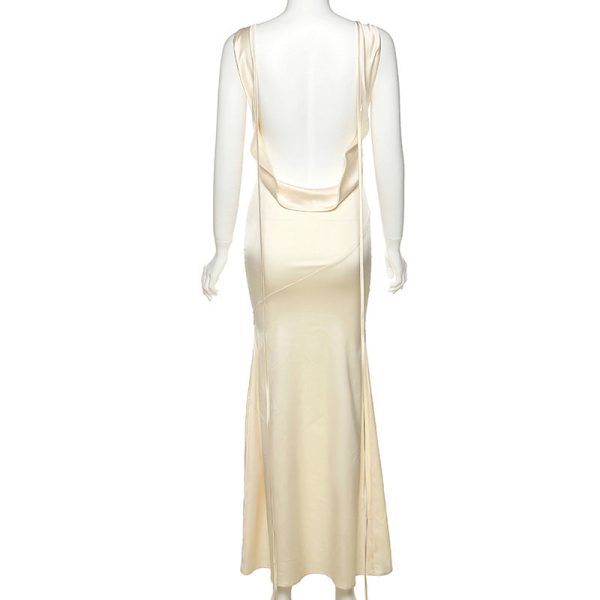 Ivory Satin Backless Maxi Dress Ivory Satin Backless Maxi Dress