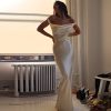 Ivory Satin Backless Maxi Dress Ivory Satin Backless Maxi Dress