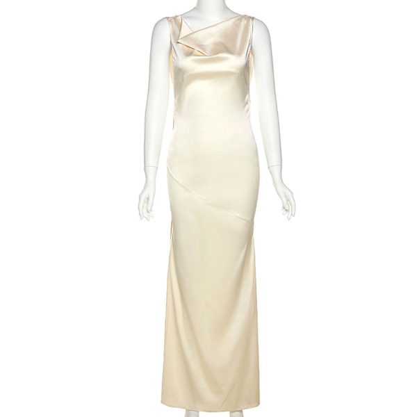 Ivory Satin Backless Maxi Dress Ivory Satin Backless Maxi Dress