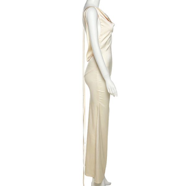 Ivory Satin Backless Maxi Dress Ivory Satin Backless Maxi Dress
