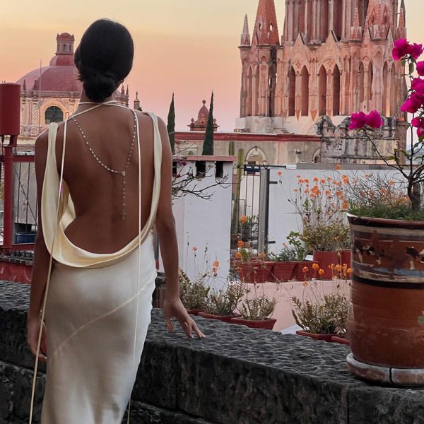 Ivory Satin Backless Maxi Dress Ivory Satin Backless Maxi Dress