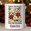 Jesus Is the Reason for the Season Floral Christmas Personalized Mug, Holiday Christian Gift with Custom Name Jesus Is the Reason for the Season Floral Christmas Personalized Mug, Holiday Christian Gift with Custom Name