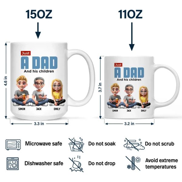 Just A Dad And His Girl 3D Cartoon - Personalized Mug Just A Dad And His Girl 3D Cartoon - Personalized Mug