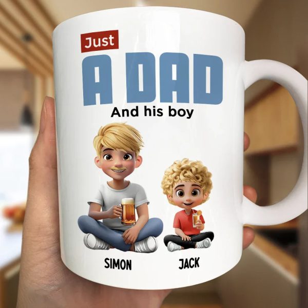 Just A Dad And His Girl 3D Cartoon - Personalized Mug Just A Dad And His Girl 3D Cartoon - Personalized Mug