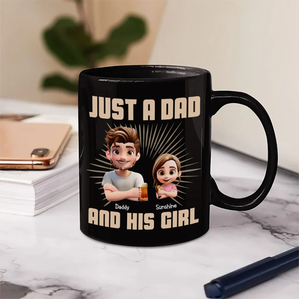 Just A Dad And His Girl 3D Effect Crossed Arms - Personalized Mug Just A Dad And His Girl 3D Effect Crossed Arms - Personalized Mug
