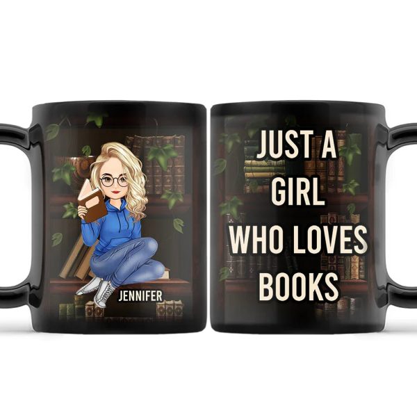 Just A Girl Boy Who Loves Books - Personalized Black Mug Just A Girl Boy Who Loves Books - Personalized Black Mug