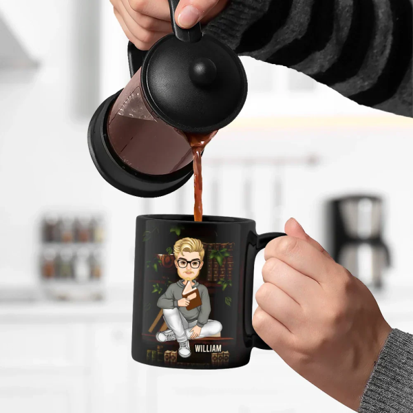 Just A Girl Boy Who Loves Books - Personalized Black Mug Just A Girl Boy Who Loves Books - Personalized Black Mug