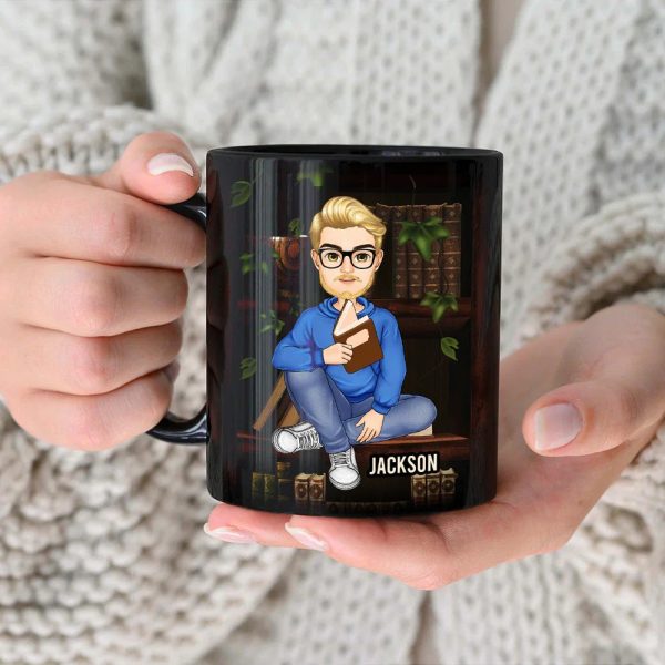 Just A Girl Boy Who Loves Books - Personalized Black Mug Just A Girl Boy Who Loves Books - Personalized Black Mug