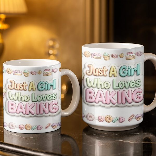 Just A Girl Who Loves Baking With Mixer And Cupcakes - Personalized Custom Coffee Mug - COOK030_MG Just A Girl Who Loves Baking With Mixer And Cupcakes - Personalized Custom Coffee Mug - COOK030_MG