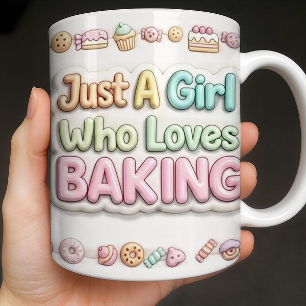 Just A Girl Who Loves Baking With Mixer And Cupcakes - Personalized Custom Coffee Mug - COOK030_MG Just A Girl Who Loves Baking With Mixer And Cupcakes - Personalized Custom Coffee Mug - COOK030_MG