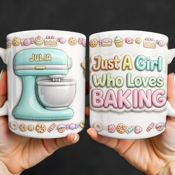 Just A Girl Who Loves Baking With Mixer And Cupcakes - Personalized Custom Coffee Mug - COOK030_MG Just A Girl Who Loves Baking With Mixer And Cupcakes - Personalized Custom Coffee Mug - COOK030_MG