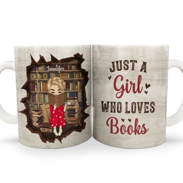 Just A Girl Who Loves Books - Gift For Book Lovers, Bookworms, Readers - Personalized White Edge-to-Edge Mug Just A Girl Who Loves Books - Gift For Book Lovers, Bookworms, Readers - Personalized White Edge-to-Edge Mug