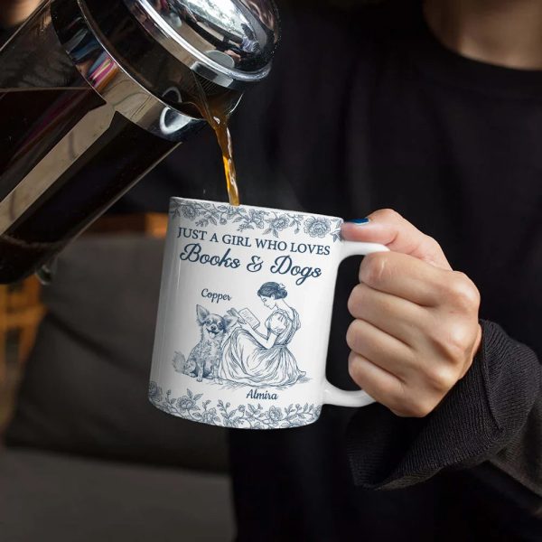 Just A Girl Who Loves Books And Dogs - Personalized White Edge-to-Edge Mug Just A Girl Who Loves Books And Dogs - Personalized White Edge-to-Edge Mug