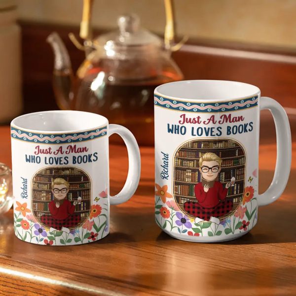 Just A Girl Who Loves Books Flower Garden - Personalized White Edge-to-Edge Mug Just A Girl Who Loves Books Flower Garden - Personalized White Edge-to-Edge Mug
