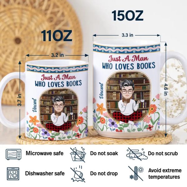 Just A Girl Who Loves Books Flower Garden - Personalized White Edge-to-Edge Mug Just A Girl Who Loves Books Flower Garden - Personalized White Edge-to-Edge Mug